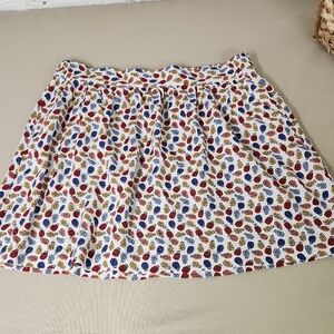 LOFT Multicolor Patterned Pleated Linen Skirt Large